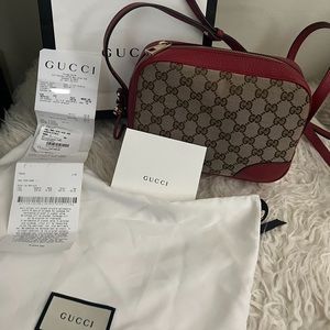 Auth GUCCI GG Canvas Bree Camera Bag